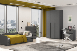 Шкаф распашной с наполнением (9 полок) ШК 5 (1200), Графит