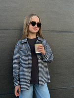 Рубашка с принтом "Гусиная лапка" черно-белого цвета