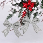 Подвески в блёсках «Сказочные бантики» 9*11 см (набор 2 шт), Серебро