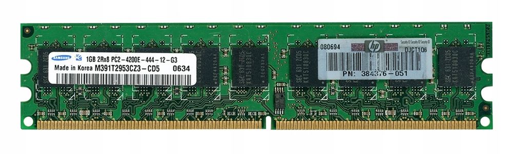 Оперативная память HP 1GB DL320 G4 2Rx8 PC2-4200E Unbuffered ECC 384376-051