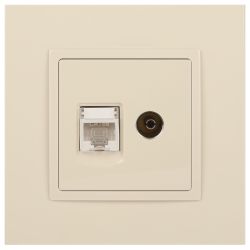 Розетка ЭРА Elegance 14-3110-02 RJ45+TV IP20 слоновая кость