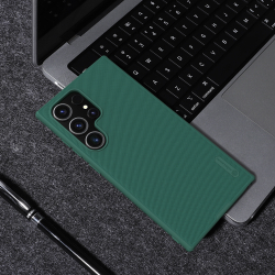 Чехол зеленого цвета (Deep Green) от Nillkin c поддержкой зарядки MagSafe для Samsung Galaxy S24 Ultra, серия Super Frosted Shield Pro Magnetic