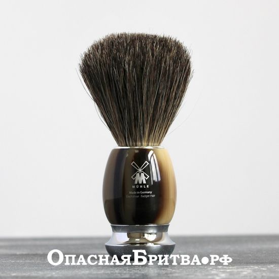 Помазок MUEHLE VIVO, натуральный барсучий ворс, смола, цвет рога