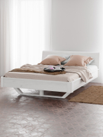 Кровать 160х200, Калантея, двуспальная, деревянная, парящая, массив сосны, белый, Dipriz