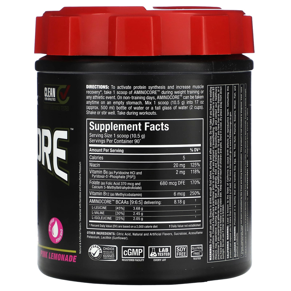 ALLMAX, AMINOCORE™ BCAA, со вкусом розового лимонада, 945 г (2,1 фунта)