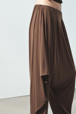 ZARA АCИММЕТРИЧНЫЕ БРЮКИ BAGGY ИЗ СТРУЯЩЕЙСЯ ТКАНИ, СВЕТЛО-КОРИЧНЕВЫЙ