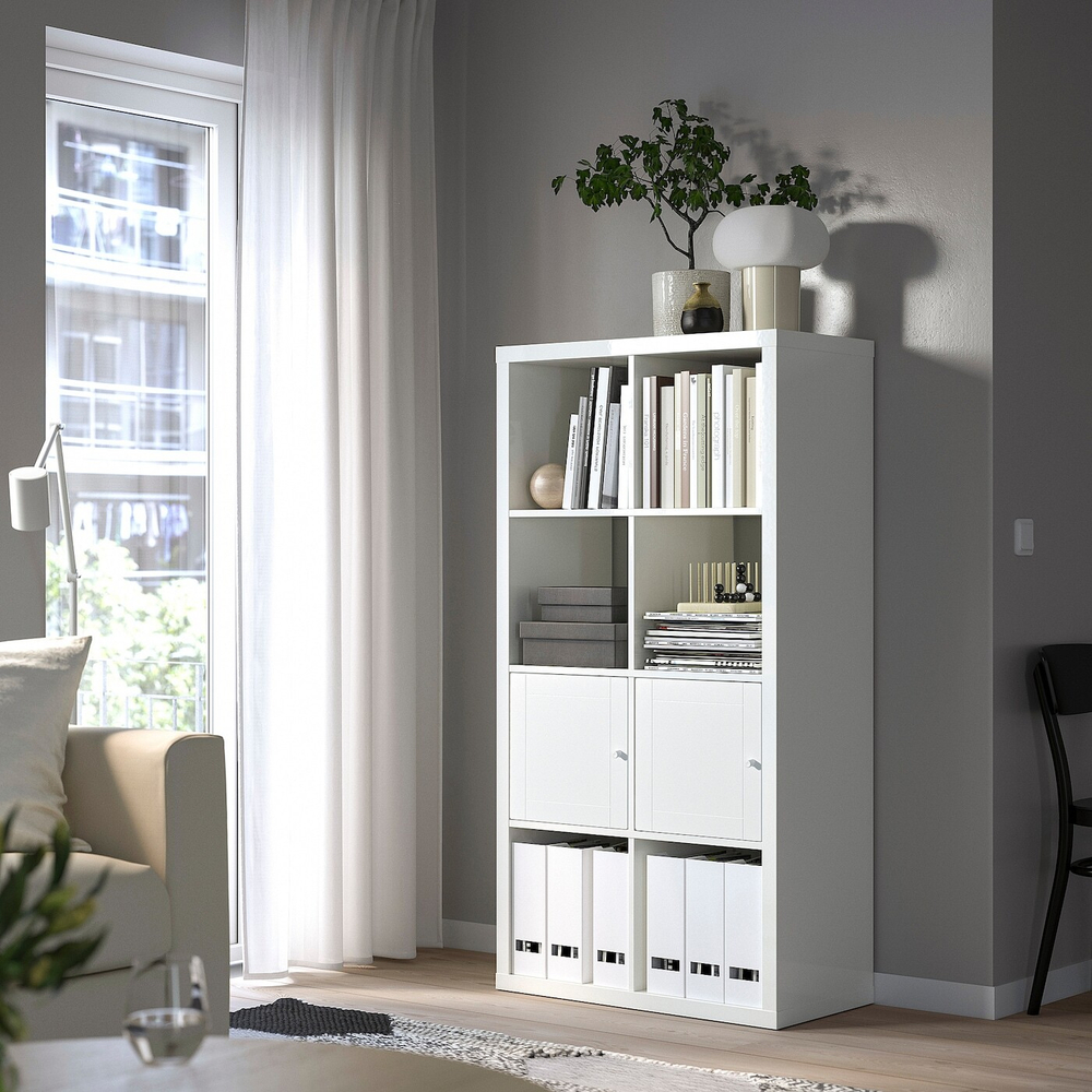 IKEA KALLAX  (ИКЕА КАЛЛАКС)  -  Вставка с дверцей, фрезерованная/белая, 33x33 см