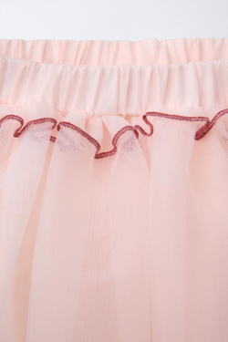 ZARA ЮБКА ИЗ ПОЛУПРОЗРАЧНОЙ ТКАНИ, СВЕТЛО-РОЗОВЫЙ