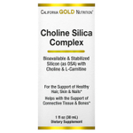 California Gold Nutrition, комплекс с холином и диоксидом кремния, биодоступный и стабилизированный кремний с холином и L-карнитином, 30 мл (1 жидк. унция)