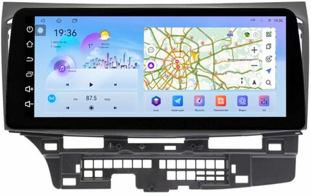 Магнитола для Mitsubishi Lancer X 2007-2016 (рамка 9) - FarCar монитор 12.3" 2K QLED на Android 14, TS10, CarPlay, 4G SIM-слот