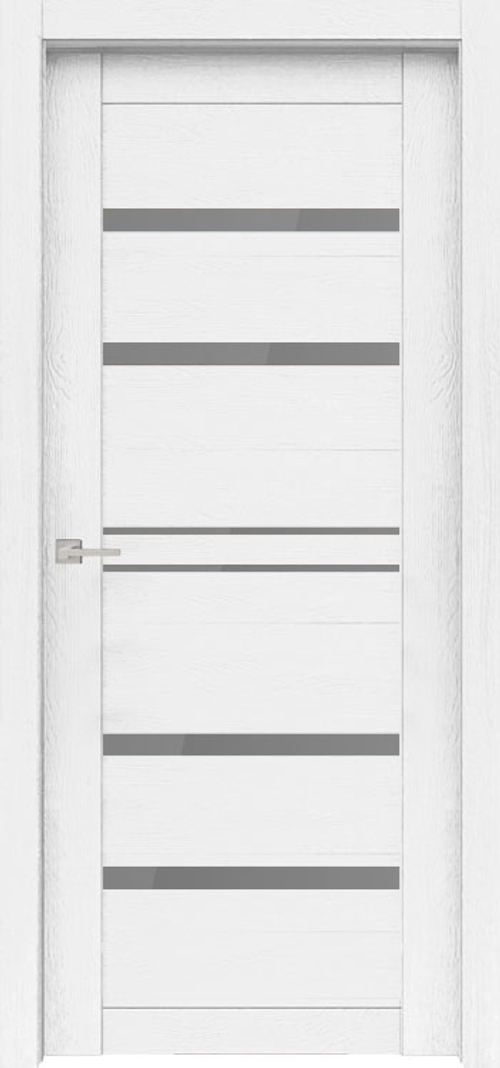 Межкомнатная дверь Мюнхен 03 ДО / Цвет Ясень сноу / Стекло "Сатинато графит" / Двери Верда