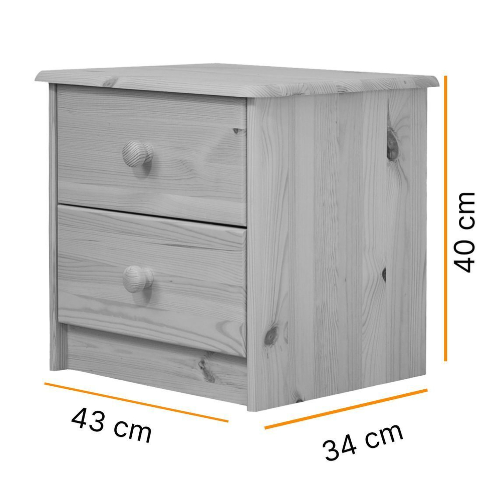 Тумба прикроватная Хаба 2 ящика из массива сосны, лакированная