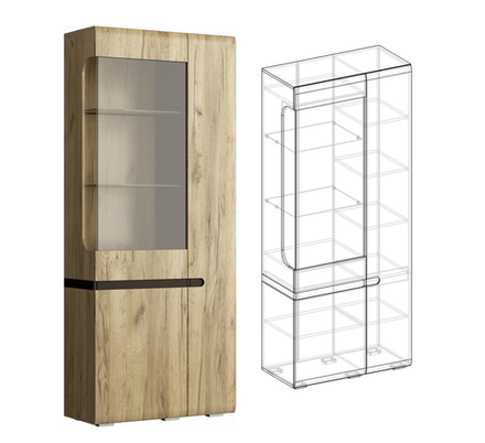 Шкаф витрина левая (440) Ультра серый крафт/дуб приморский