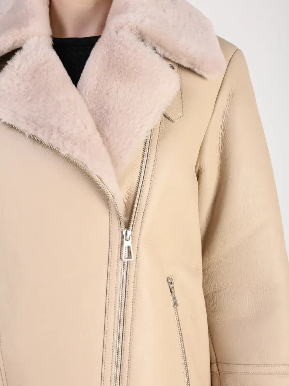 Дубленка зимняя натуральная авиатор оверсайз Турция