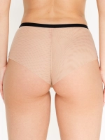 Трусы Zebra бразилиана с высокой линией талии (скин/черный)