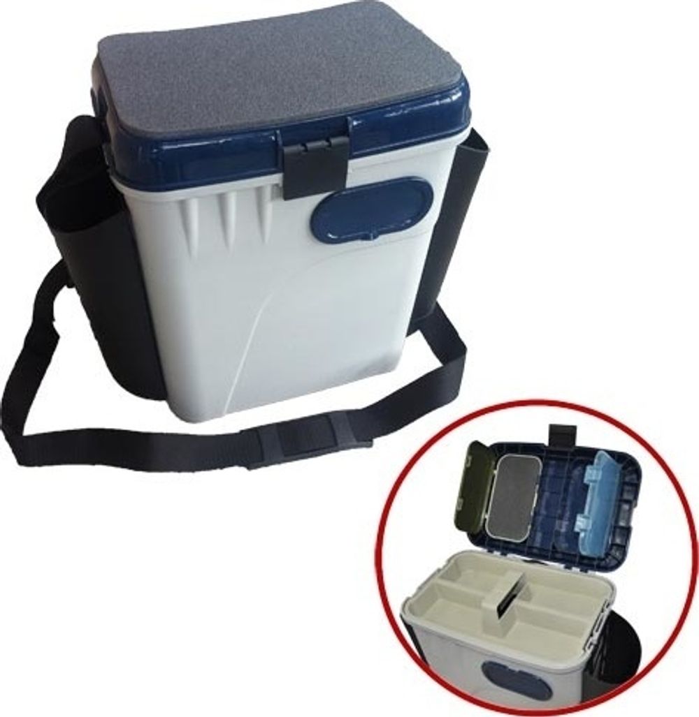 Ящик рыболовный зимний SALMO 2-х ярусный с пластиковыми карманами