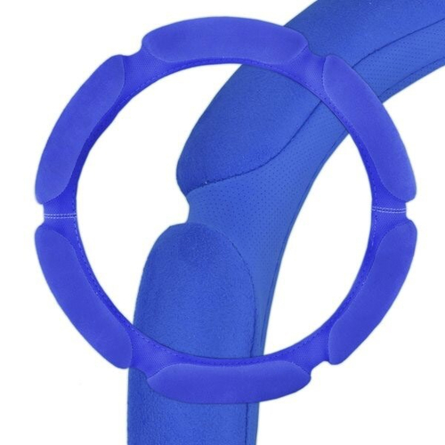 Оплетка руля M 37-38 см спонж (6 подушек) синяя (SKYWAY)