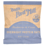 Bob's Red Mill, Overnight Protein Oats, цельнозерновые продукты, голубика и сливки, 4 пакетика по 60 г (2,12 унции)