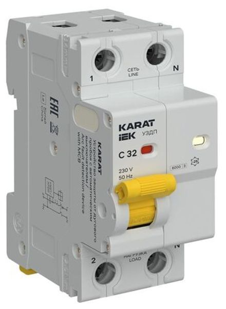 Устройство защиты от дугового пробоя (УЗДП) 1P+N C 32A с авт. выкл. KARAT IEK KA-DP11-1-032-C