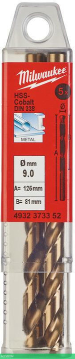 Сверло по металлу Milwaukee HSS-Co 9.0мм 5шт (4932373352)