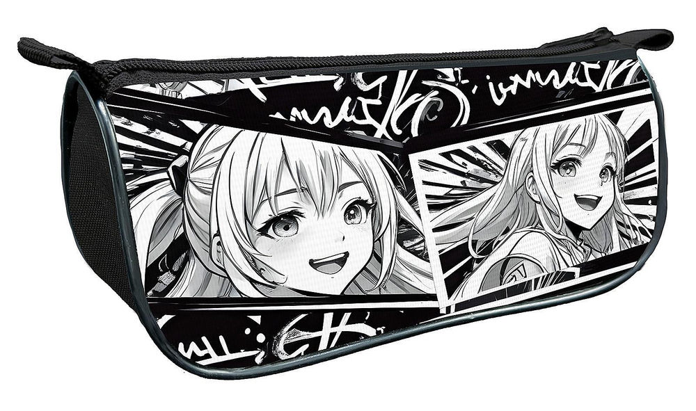 Пенал-косметичка объемный на молнии Премиум 220/105/65 "Аниме фото 2025" печать на ткани (Пчёлка)