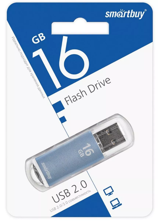 Флешка 16-GB SmartBuy V-Cut голубой