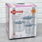 Набор кастрюль 3 предмета (7,2л; 9л; 11л) нерж, 3-шаговое дно