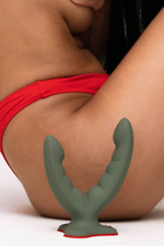 Оливковый двойной фаллоимитатор Ryde - 12,3 см. (Цвет: оливковый)