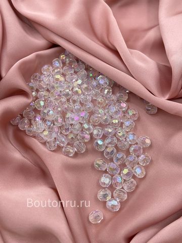 Бусины акриловые граненые круглые хамелеон (AB) 500 грамм (±5гр)