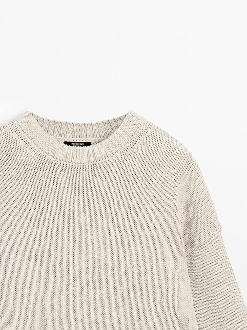 Massimo Dutti Свитер из смесового льна, бежевый