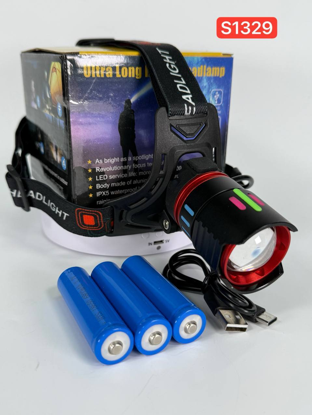 Налобный Светодиодный фонарь CT012-3Q PM10-TG (S1329)