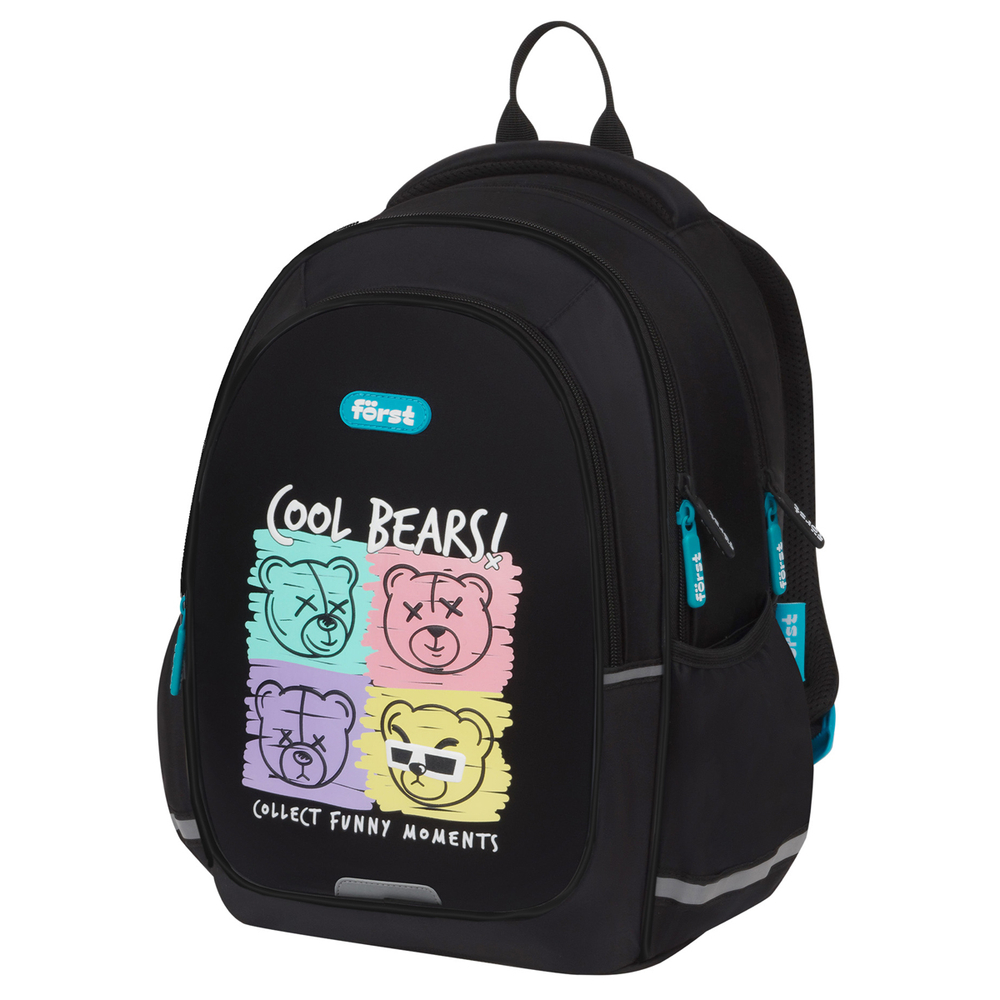 АКЦИЯ ЛИК Рюкзак Först F-Cute "Cool bears" 37*29*17см, 3 отделения, 2 кармана, анатоми