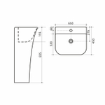 Умывальник-моноблок ELITE2 WAVE 650*450*835 ш*г*в, с хром переливом, белый, прямоуг