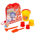 Песочный набор "Фиксики. Симка и Нолик" ведерко 1л, грабли, совок, 3 формочки, в рюкз. (Крошка Я)