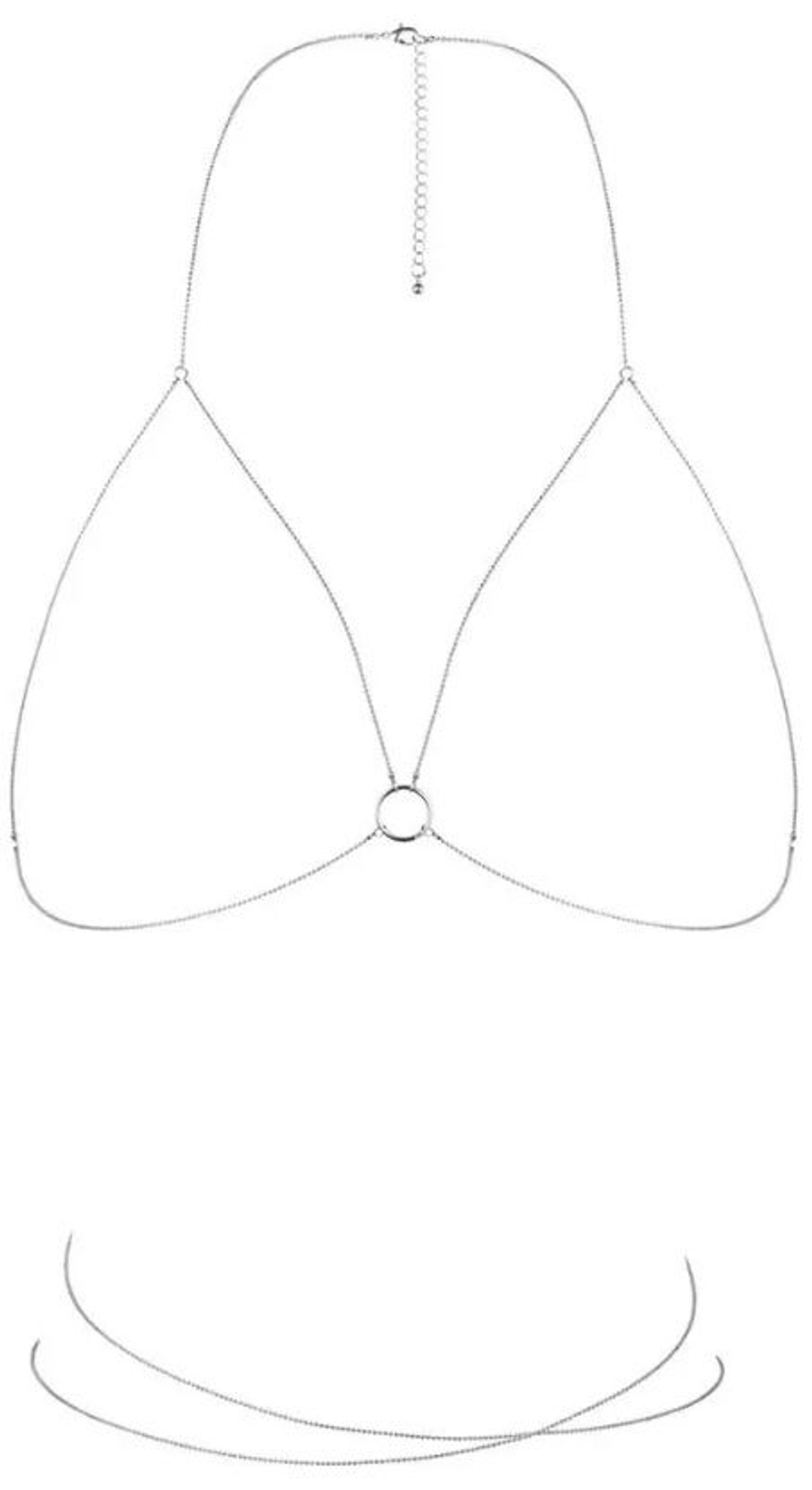 Серебристая упряжь-цепочка Magnifique Bra Chain (Цвет: серебристый)