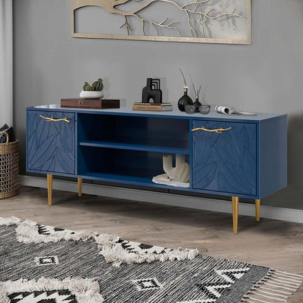 Тумба под ТВ Арт Колор leaves 155см Стайл Голд Королевский синий