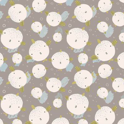 Милые рыбки на сером фоне