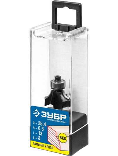 ЗУБР 25.4 x 13 мм, радиус 6.3 мм, фреза кромочная калевочная №1, Профессионал (28784-25.4)