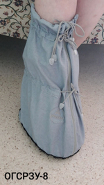 Легкий чехол с подошвой из резины на аппарат Илизарова на голени и стопе. Хлопок+ полиэстер. ОГСРЗУ-6.