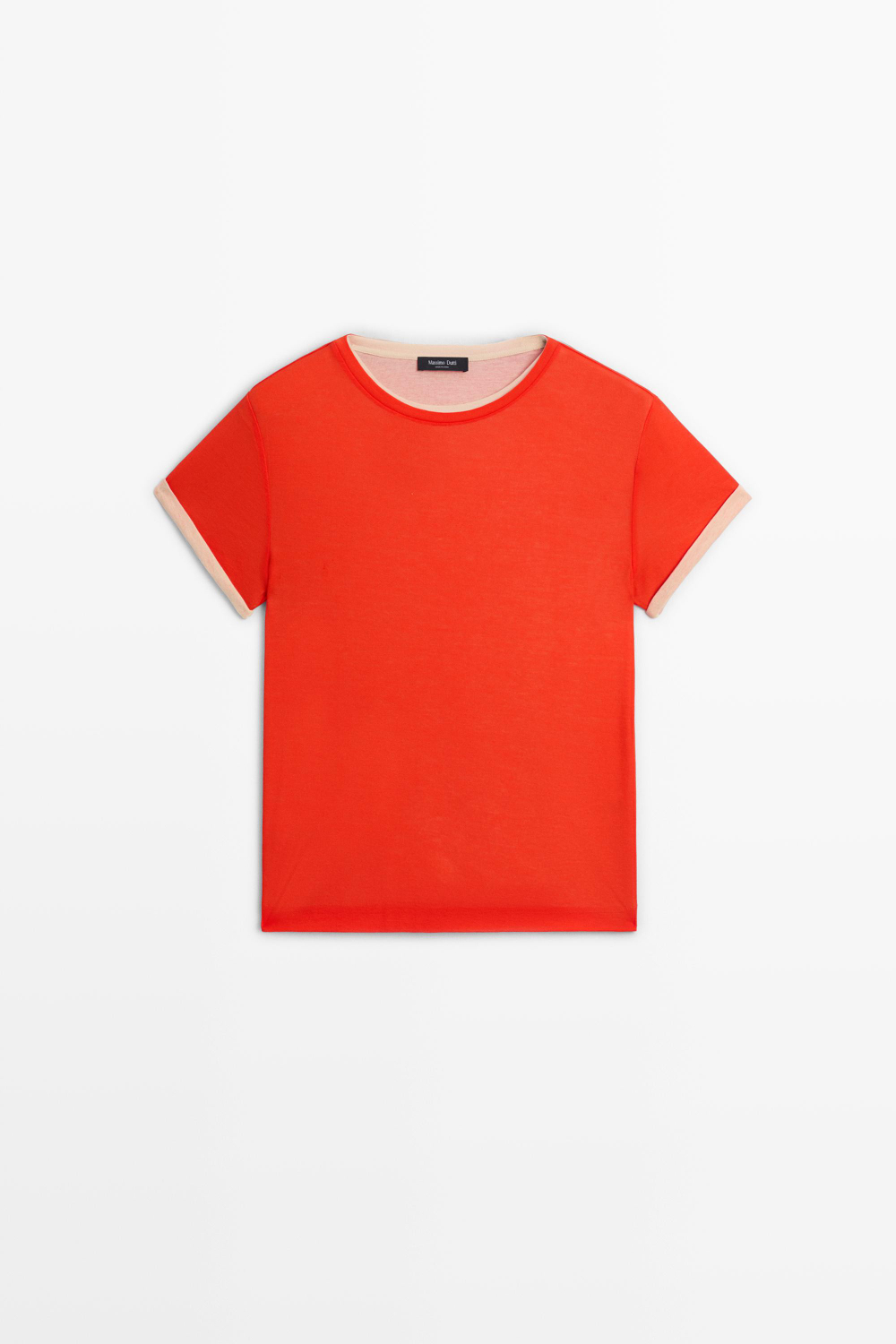 Massimo Dutti Футболка с короткими рукавами и двойной отделкой, красный