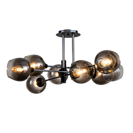 Светильник на штанге 8x40Вт E27, металл/стекло, черный/хром