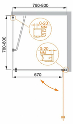 Душевой уголок Cezares Elena 80x80 R ELENA-W-A-1-80-P-Cr-R профиль Хром стекло рифленое