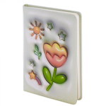 Записная книжка 13,0 см * 18,0 см , 7БЦ, Alingar, PU, поролон, конгрев, эффект 3D, 80л., линия, "Солнечные цветы", зеленый