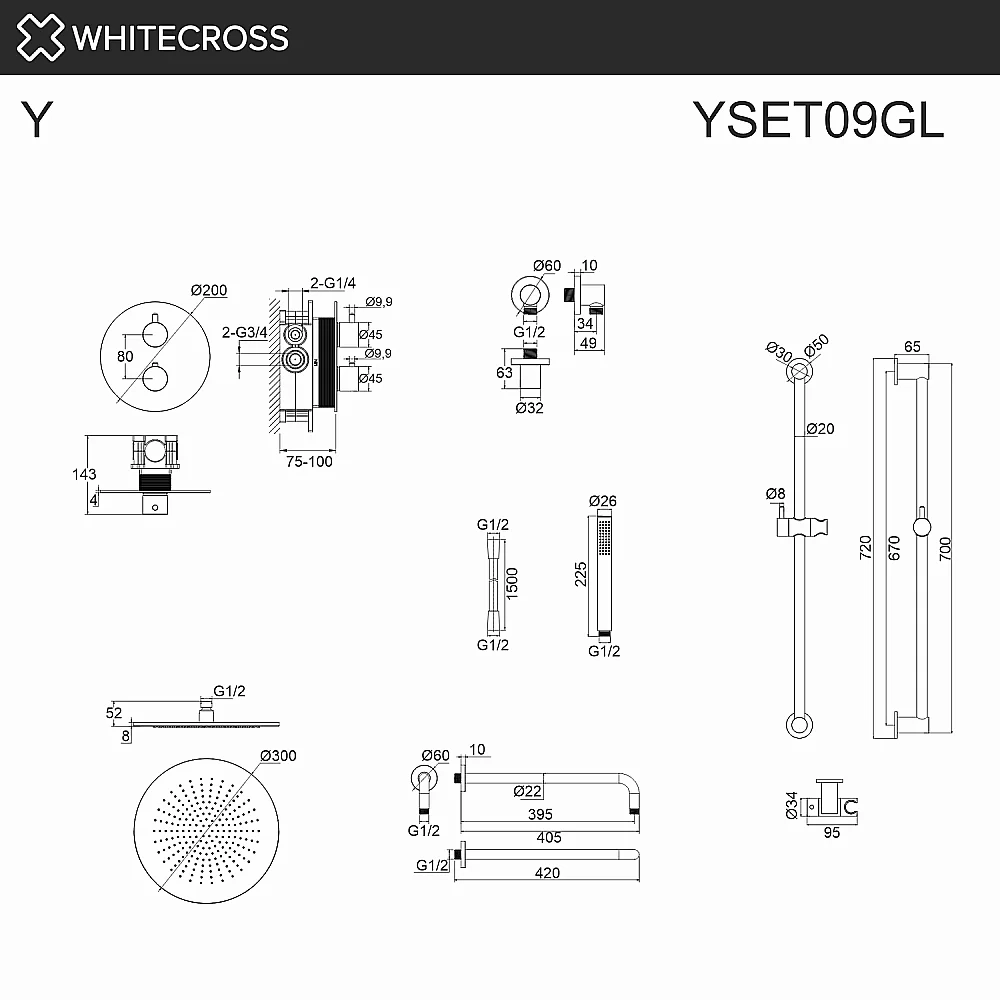 Душевая система WhiteCross Y YSET09GL золото