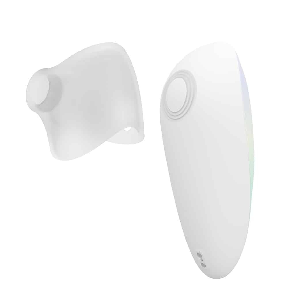 Белый клиторальный таппинг-стимулятор Pandora с насадкой для вакуумной стимуляции (Цвет: белый)