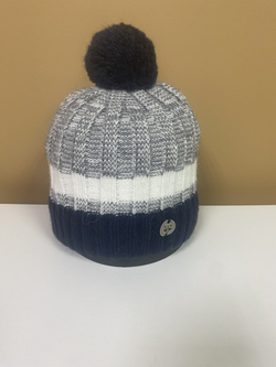 Шапка демисезонная на мальчика серая с полоской, размер 52-54