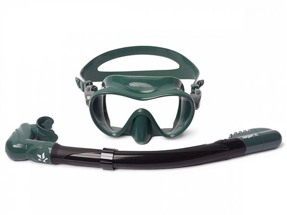 Набор маска+трубка Sargan Агидель зеленый/черный