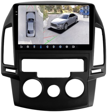 Магнитола для Hyundai i30 1 2007-2012 (кондиционер) - FarCar BX024M-360 монитор 9.5" 2K QLED на Android 13, 6Гб+128Гб, CarPlay, 4G SIM-слот, 4 камеры в комплекте