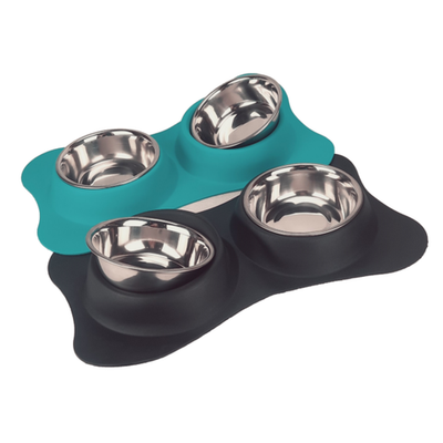 Миски на резиновом коврике «кость» 2х0,48 л. №2 (10228020/130923/5064016, индия )