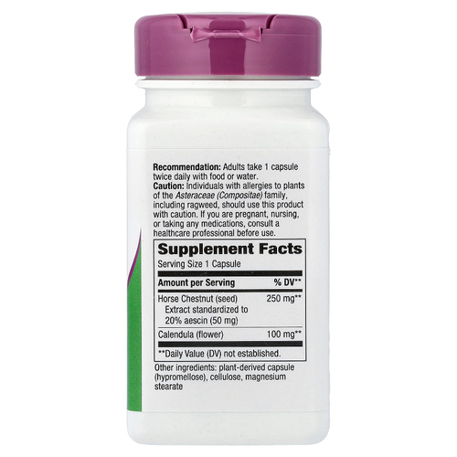 Nature's Way, конский каштан, стандартизированный экстракт, 90 веганских капсул